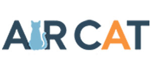 Air Cat logo featuring a blue cat silhouette and the text 'AIRCAT' in blue, orange, and white